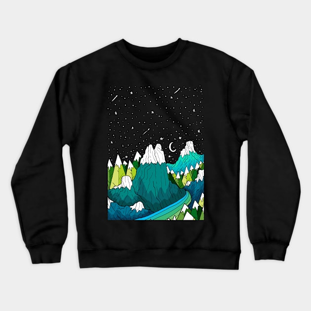 Of stars and mountains Crewneck Sweatshirt by Swadeillustrations